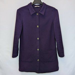 Soft Surroundings Dark Purple Button-up Jacket 100% Cotton Women's Size Small